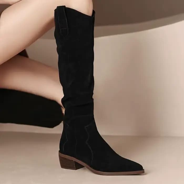Chaussures à Talons Mi-Hauts pour Femme, Bottes artificiel astiques, sulf, Noires, Pointues, Chics et Élégantes, Gothiques, Hiver