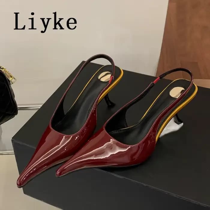 Escarpins Liyke en cuir verni rouge bordeaux pour femme