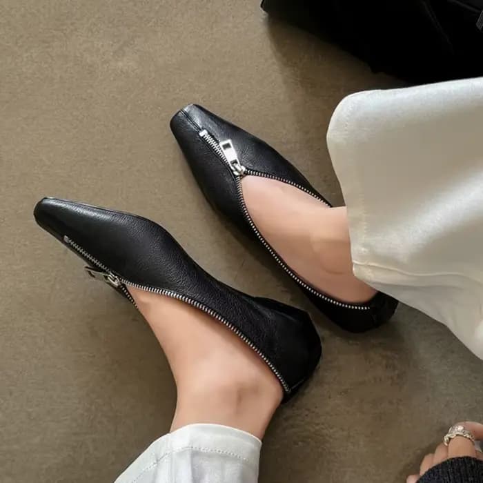 Dilalula 2026 populaire en peau de mouton en cuir fermeture éclair Dec pompes femmes confort talons bas