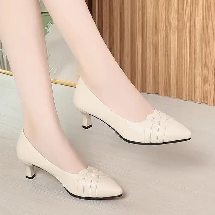 Escarpins en cuir souple respirant à bout pointu et décolleté de 5 cm pour femme, collection automne 2026, talons chaton moyens, idéals pour le bureau et la vie quotidienne