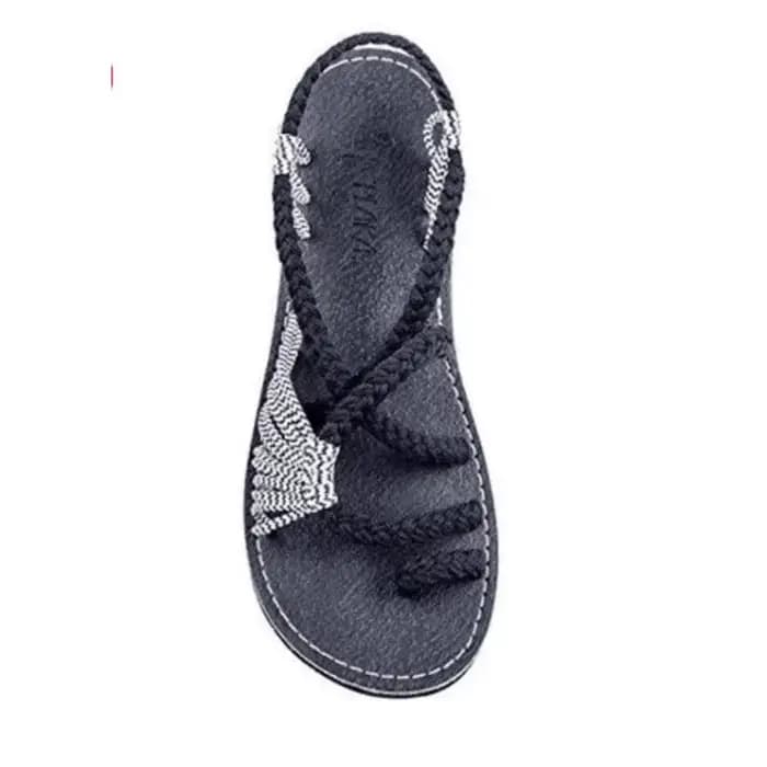 Sandales pour femmes été bohème Sandalias concepteur à lanières tissage sandale confortable bout ouvert