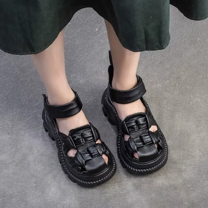 CKTINOO 2026 Nouvelles sandales d'été en cuir véritable à plateforme