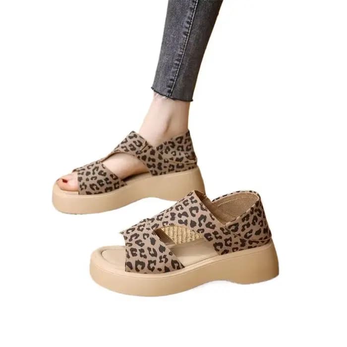 Sandales à talon épais style vintage français