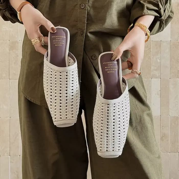 Nouvelles mules rétro pour femmes en cuir véritable et peau de mouton