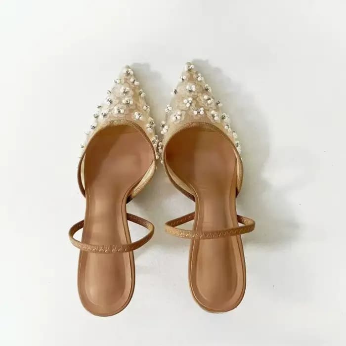 Année Anniversaire Embelli Sandales à talons hauts à bout pointu avec tige en maille respirante à lacets pour vêtements