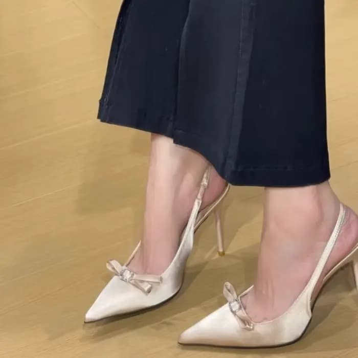 Sandales à bout pointu pour femmes, nouvelles sandales d'été à talons hauts avec nœud et sangle confortable, idéales pour un usage quotidien