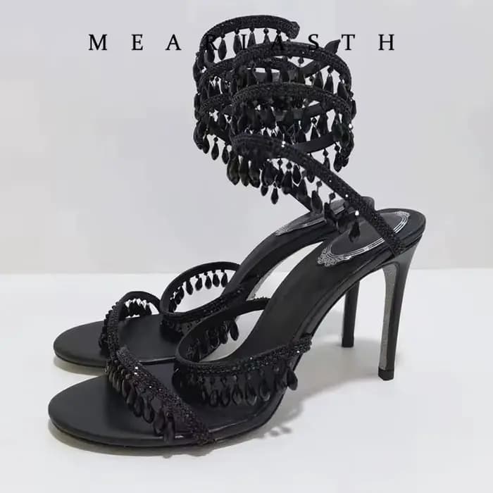 Sandales gladiateur à talons hauts noires pour femmes
