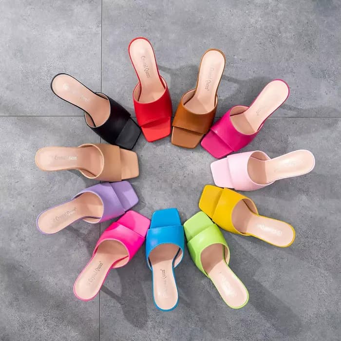 Crystal Queen – sandales d'été à bout carré pour femmes, Mules Sexy à talons hauts et fins, chaussures à la mode