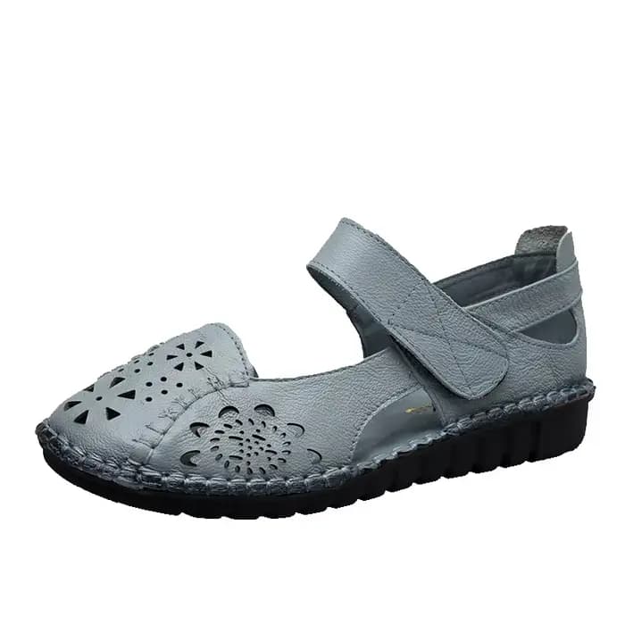 MUYANG MIE MIE en cuir véritable respirant doux sandales plates été femmes chaussures femme décontracté solide boucle
