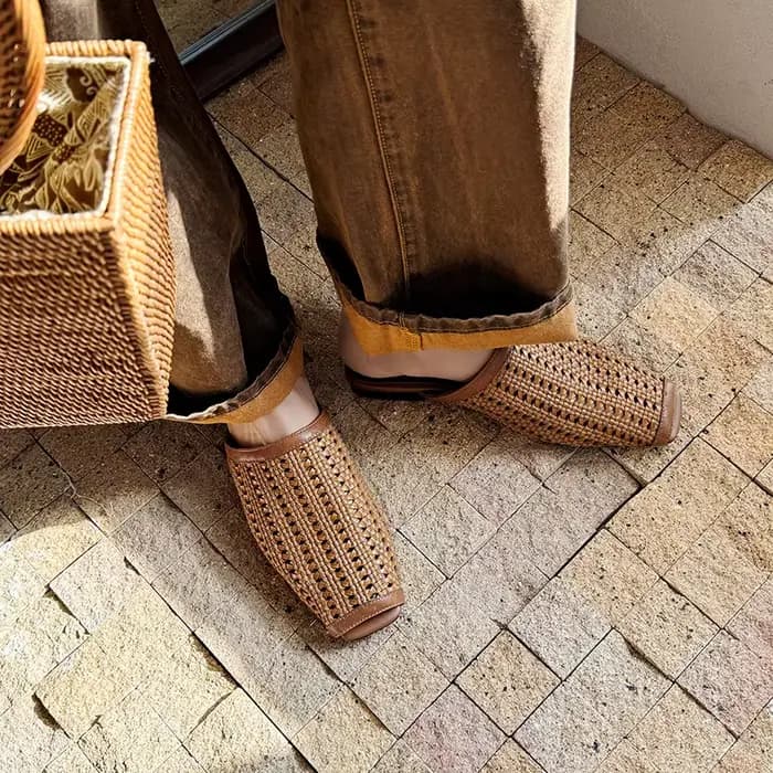 Nouvelles mules rétro pour femmes en cuir véritable et peau de mouton