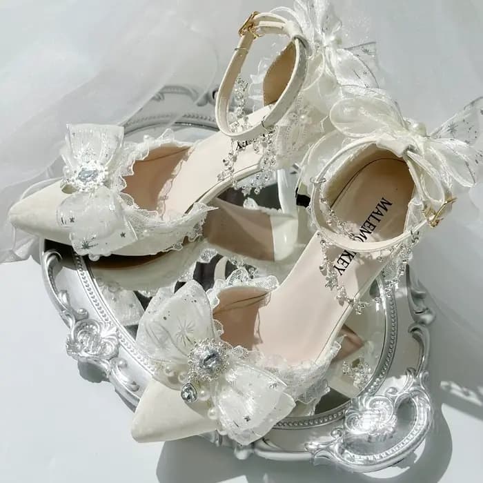 Sandales à talons pour dames, chaussures de styliste Lolita, avec nœud Y2K, Mary Jane, chaussures de mariée blanches, chaussures de fête, tendance 2025