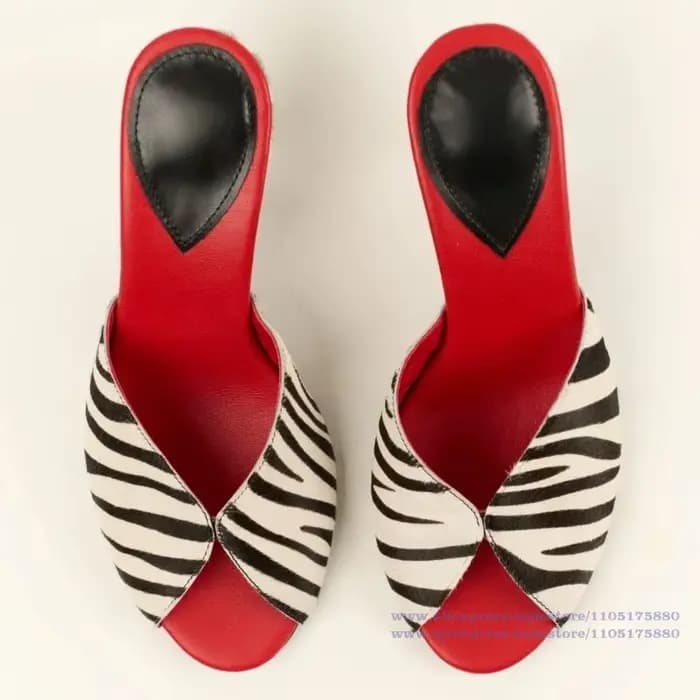 Mules à talons aiguilles fines, imprimé zèbre et vache, vert vif, avec semelle intérieure en cuir, bout pointu ouvert, sandales de soirée
