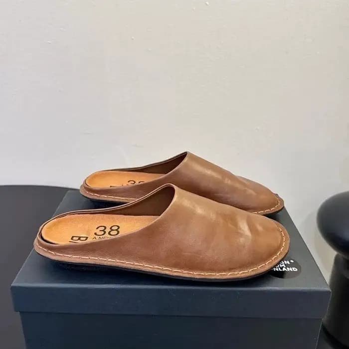 Nouvelles mules décontractées en cuir pour femmes 2026 – Sabots respirants et confortables à semelle plate pour l'intérieur et l'extérieur – Sandales d'été
