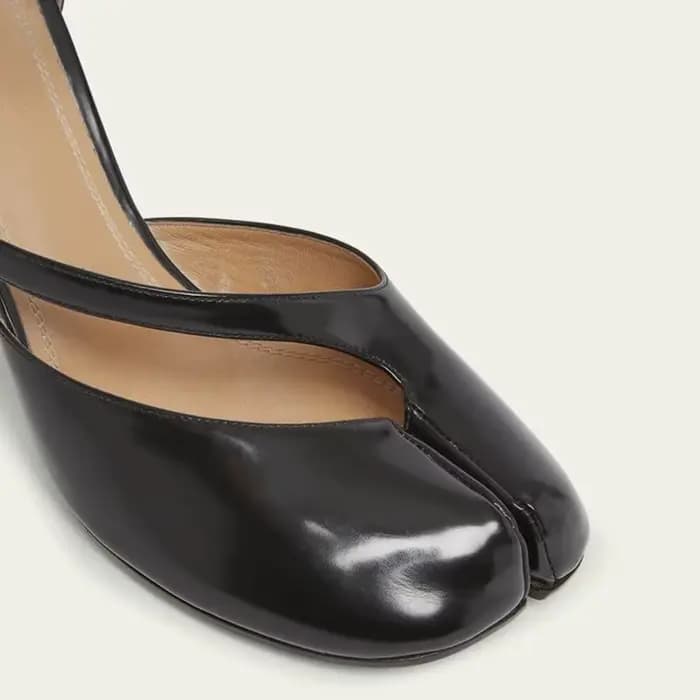 Tabi – escarpins d'été en cuir à bout fendu pour femmes noires