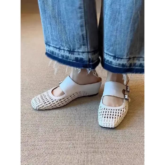 Mules tissées ajourées pour femmes