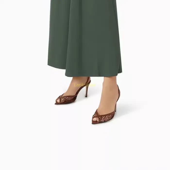 Peep Toe Net Slingback cheville chaîne sandales Sexy évider bout pointu talon mince nouveautés mode femmes chaussures modernes