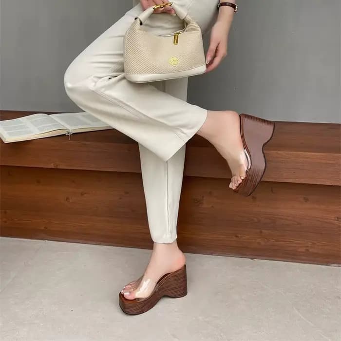 Sandales sexy pour femmes à talon haut effet bois