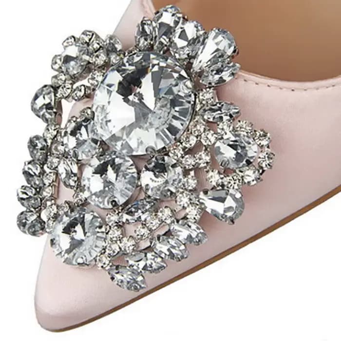 CINESSD argent gris noir femmes chaussures de mariée fausse soie Satin strass cristal peu profond femme pompes talon aiguille haut