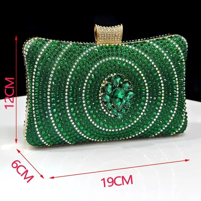 Ensemble élégant de talons hauts et sac en strass vert - Mode africaine tendance pour femmes - Dernier design de style INS