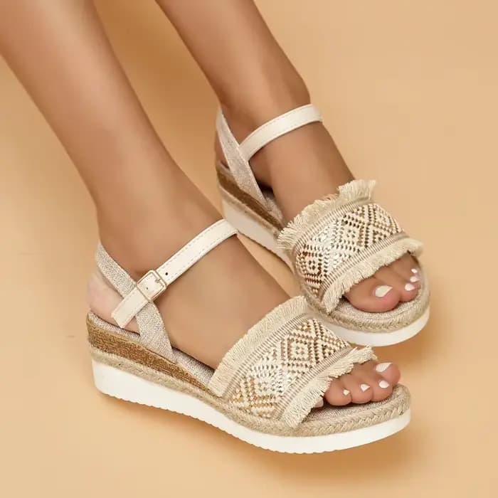 Sandales à l'offre elles compensées style bohème pour femmes, chaussures d'été décontractées et légères, de haute qualité, 2023