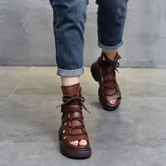 DRKANadvocate-Sandales rétro en cuir véritable pour femme