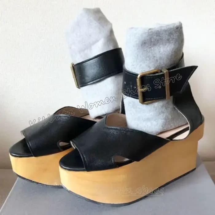 Mule pompe plate-forme couleur mixte mode élégant concis luxe femmes chaussures nouvelle boucle sangle bout rond hauteur augmentant en cuir