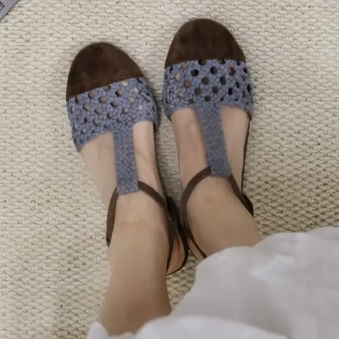 Sandales plates confortables à bout rond et tressées pour femmes