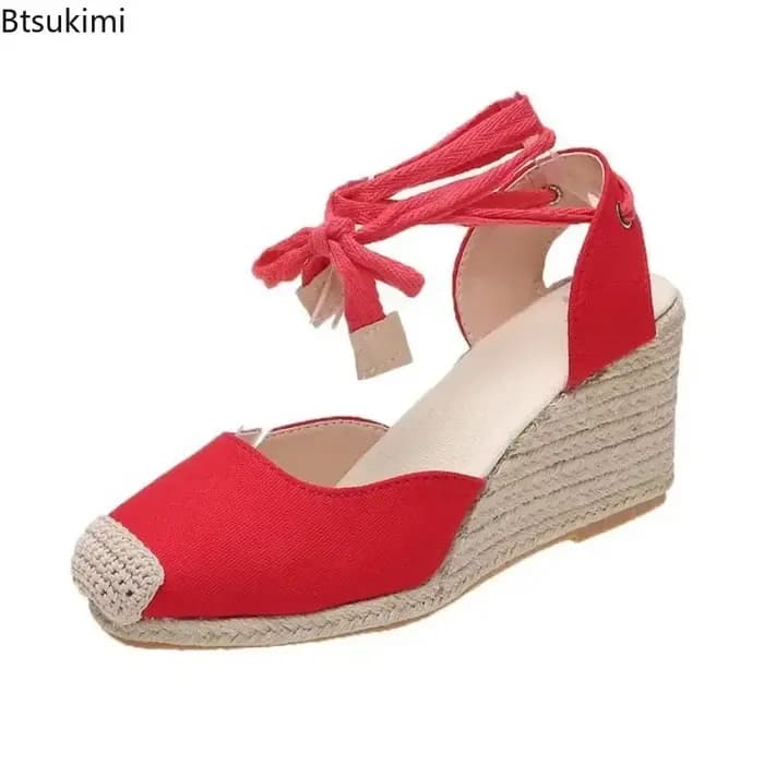 Nouvelles sandales espadrilles à bride cheville pour femme 2026 – Chaussures décontractées d'été respirantes en toile de lin et chanvre