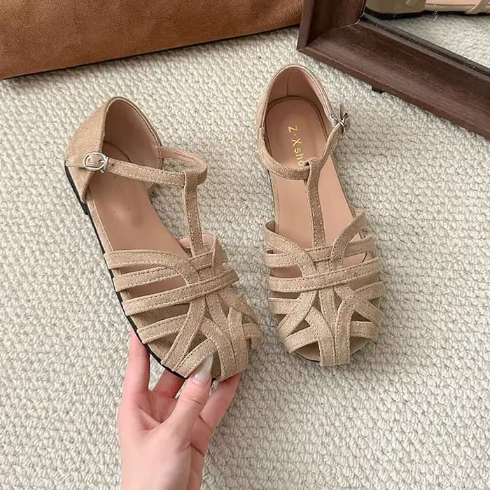 Nouvelles Sandales Plates Femme Été 2026 Creuses Tendance Style Romain 6342