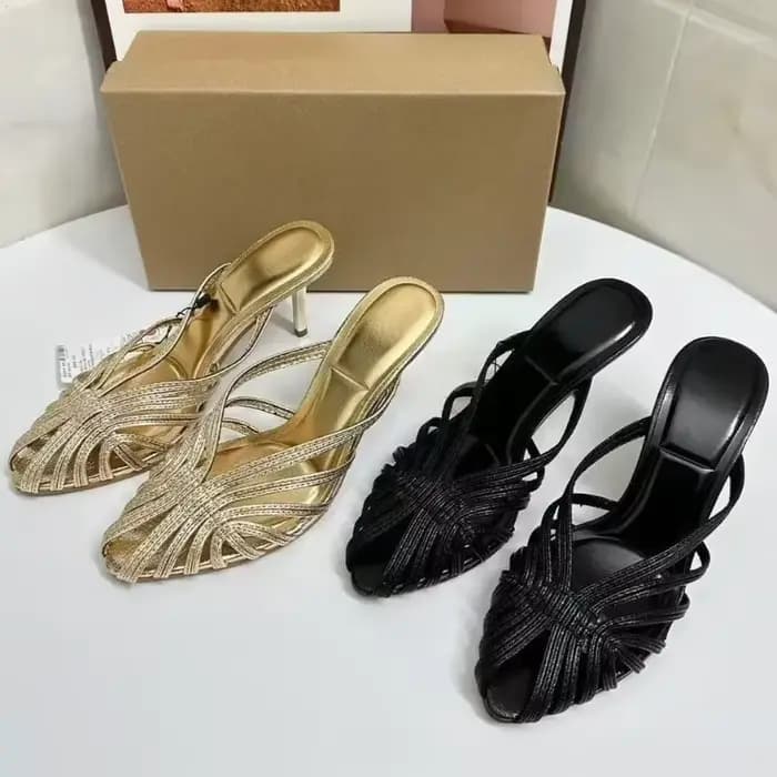 Talons hauts été femmes sandales romaines or rencontres décontracté élégant Stiletto respirant conception creuse femme fête Mules chaussures
