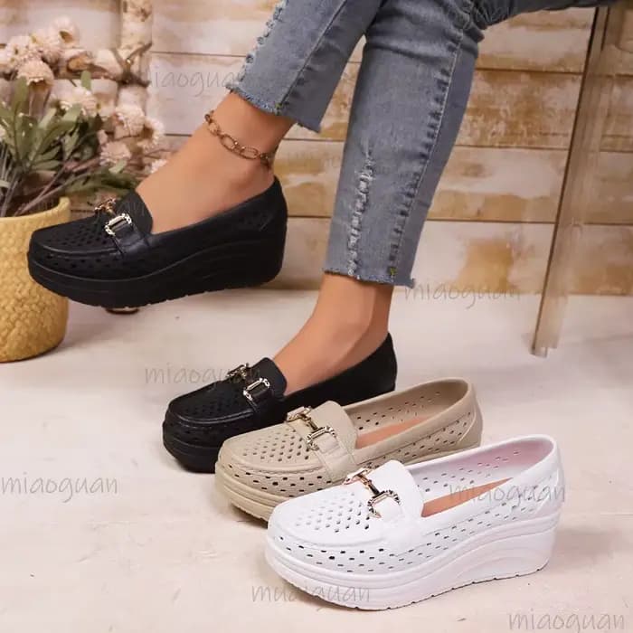 Mocassins compensés évidés pour femmes