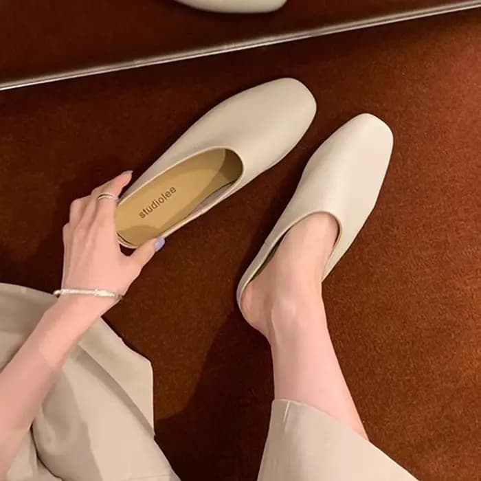 Mules confortables en cuir à enfiler pour femme