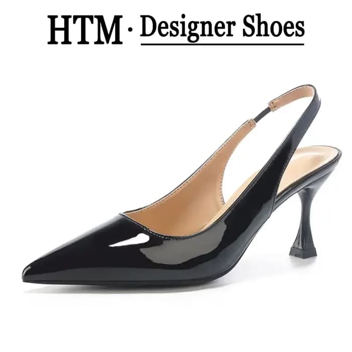 Sandales à talons aiguilles en cuir verni pour femmes, 7 cm, escarpins à talon fin, bout pointu, pour banquets, bals de promo, chaussures de soirée, Zapatos