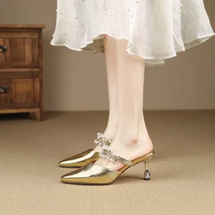 Femmes sandales été bout pointu bout fermé robe fête Banquet un pied confortable décontracté marche affaires pantoufles B1958