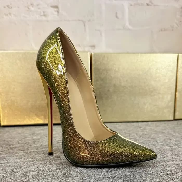 Pumps à talons ultra hauts de 14 cm/16 cm, escarpins à bout pointu dorés brillants pour femmes, pour la danse sur barre, le catwalk, les travestis, grande taille 46