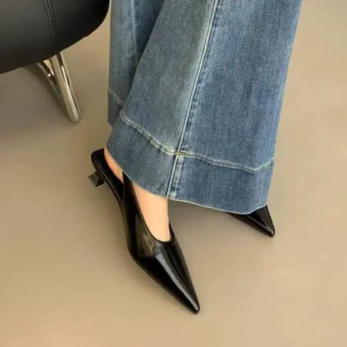 Sandales d'été à bout pointu pour femmes, mules élégantes à talon bas, chaussures de soirée pour femmes