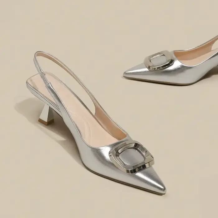 Chaussures Slingback Femme Tendance Printemps Nouveauté Talons Hauts Élégants à Talon Moyen Bout Pointu Sandales Mules à Enfiler