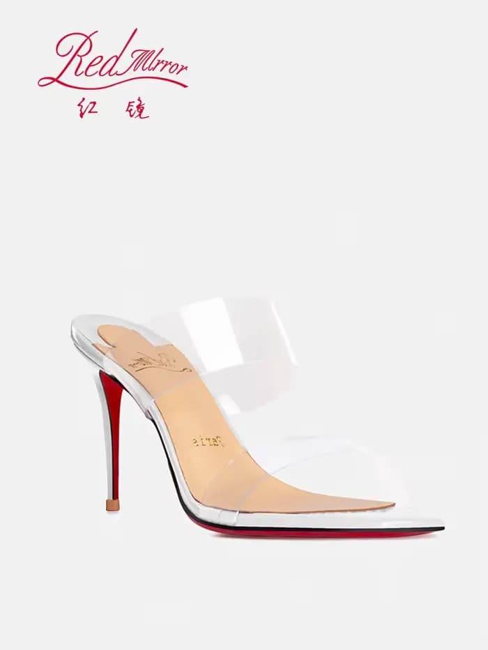 Sandales nues transparentes en cuir véritable