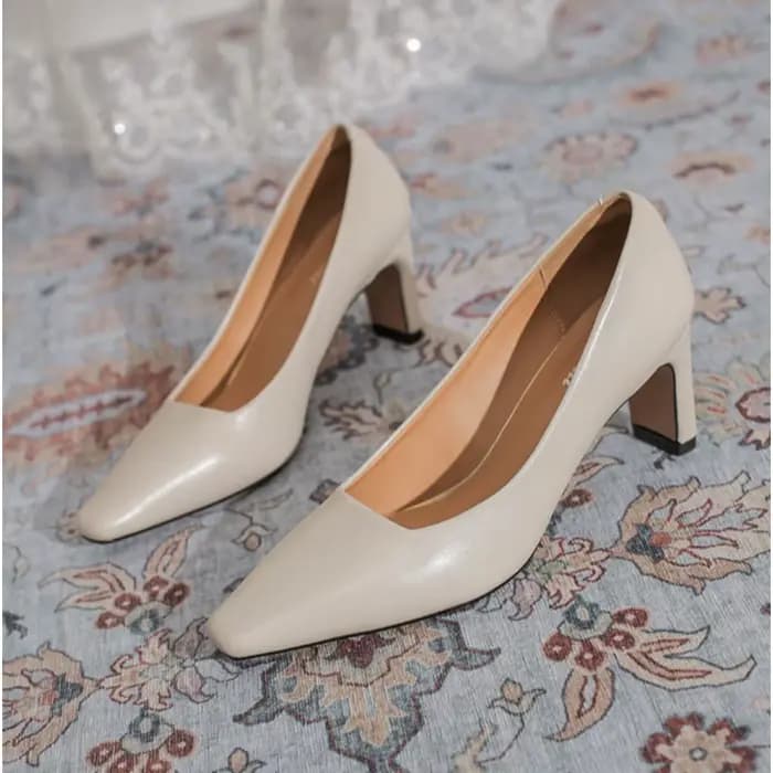 Chaussures en cuir à talons hauts pour femmes, escarpins rétro français, chaussures simples, talon moyen, noir, travail professionnel, nouveau