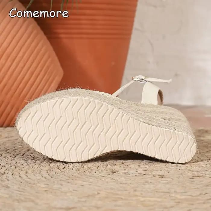 Sandales compensées en espadrille pour femme – Chaussures de plage d'été à plateforme