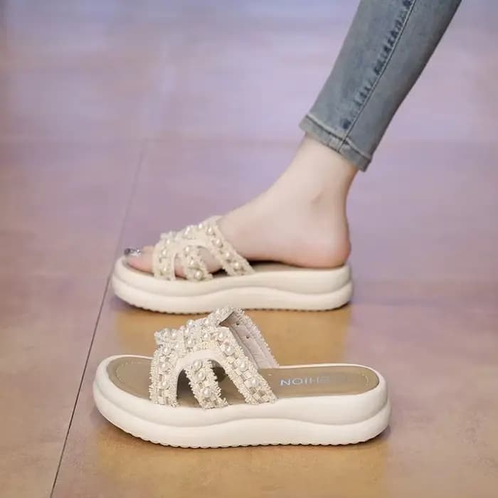 Sandales à talons épais pour femmes, style féerique, décontractées, pour l'été, la plage, à enfiler, semelle en caoutchouc, confortables