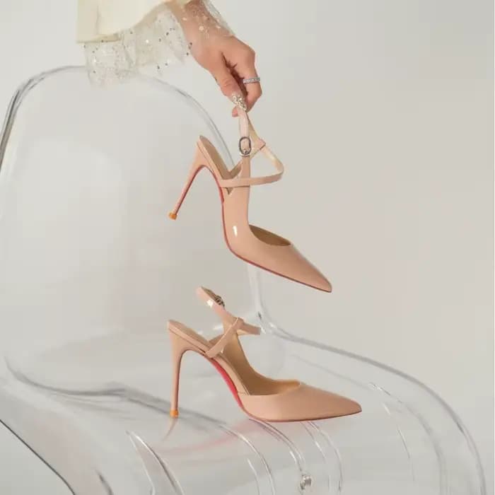 Sandales à talons hauts rouges nude pour femmes