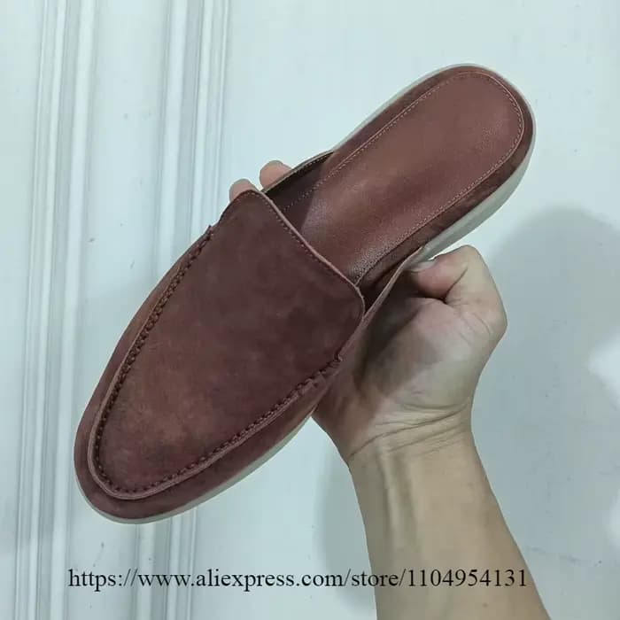 Chaussures mules d'été grande taille en cachemire et velours de peau de mouton