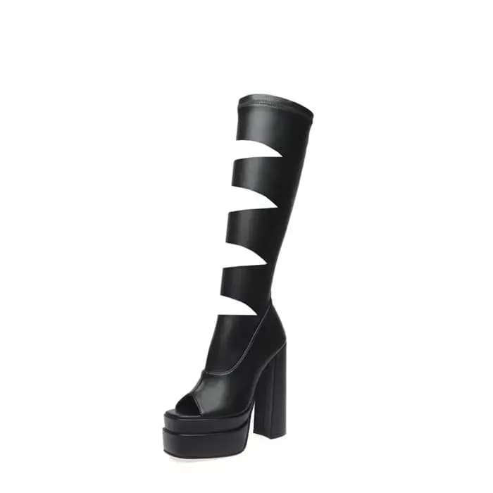 BLXQPYT sandales femmes nouveauté créateur de mode Sexy évider Peep orteil été élastique botte plate-forme talons grandes chaussures 2022-10
