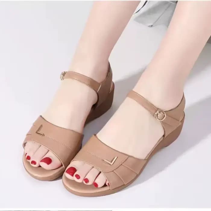 Sandales à Talons Compensés en Cuir pour Femme
