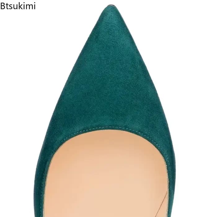 Escarpins sexy en daim vert pour femme 2026 – Talons hauts fins pour le printemps