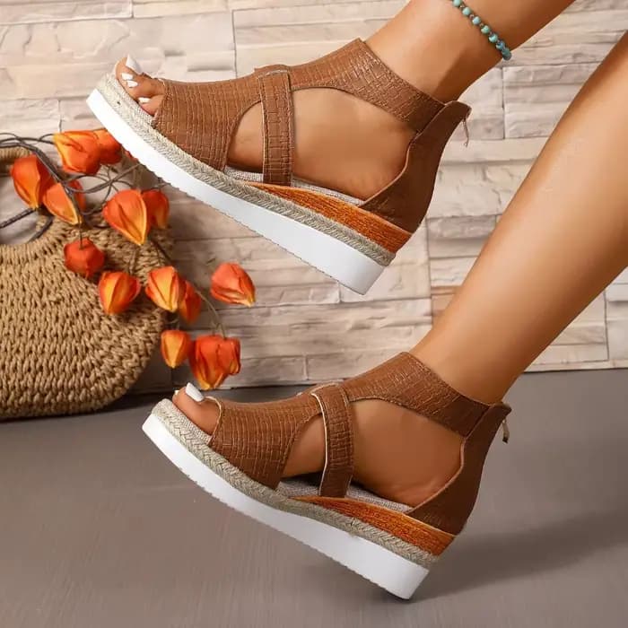 Sandales compensées ouvertes pour femme