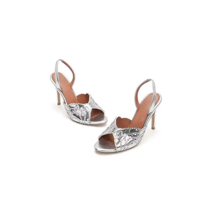 Sandales d'été dorées brillantes à talons aiguilles pour femme