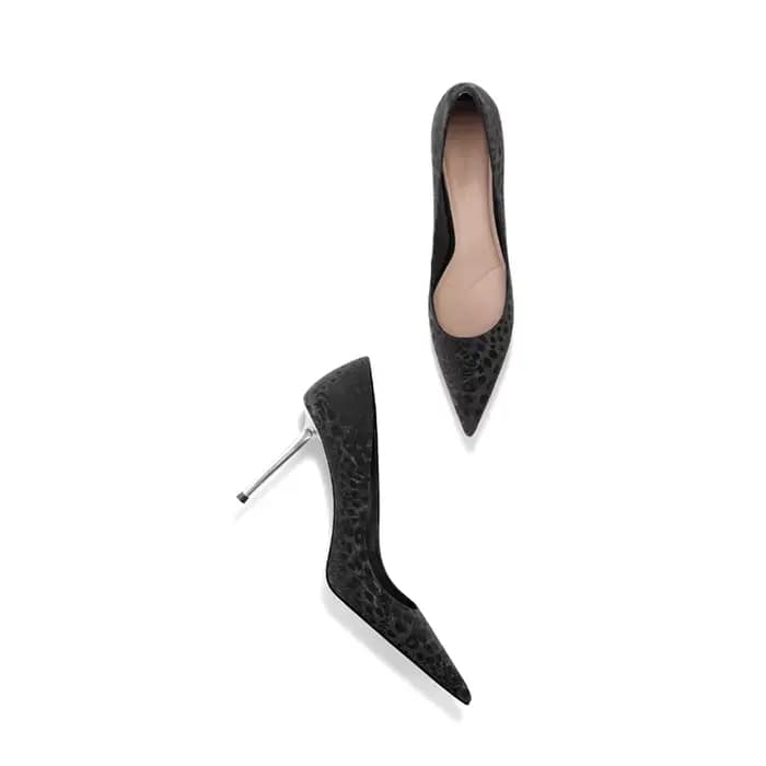Chaussures noires Sexy à bout pointu et à talons hauts pour femmes