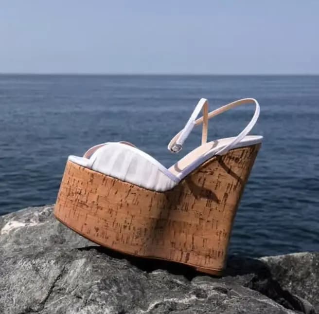 Sandales compensées à plateforme en dentelle blanche pour femme